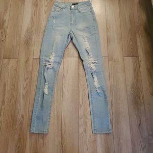 Light Denim High Waisted Skinny Jeans